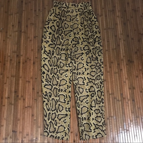 Ann May Silk Snake Print Lined Trousers Slacks - Picture 3 of 6